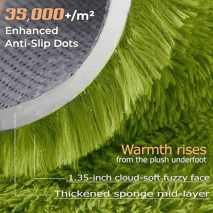8x10 Area Rugs for Living Room: Fluffy Shag Soft Washable Rug Large Fuzzy Plush Indoor Carpet for Bedroom Nursery Playroom Kids Girls Boys Room (Grass Green, 8'x10')