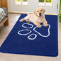 Smiry Dog Door Mat for Muddy Paws, Absorbent Dirt Trapper Non Slip Quick Dry Washable Chenille Mat for Mud Dogs, Entry Rug for Indoor and Outdoor (40x32 Inches, Navy Blue and White)