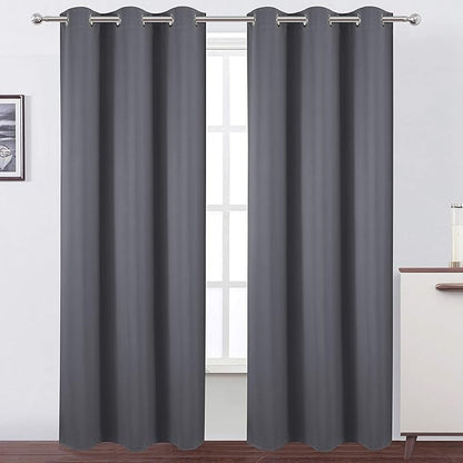 LEMOMO Grey Thermal Blackout Curtains/42 x 84 Inch/Set of 2 Panels Room Darkening Curtains for Bedroom