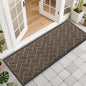 OLANLY Front Door Mat Indoor Outdoor Entrance, Waterproof All-Season, All-Weather Doormat, Sturdy Natural Rubber, Low Profile, Easy Clean Patio Porch Entryway Mat, Herringbone Brick (Brown, 47x17)