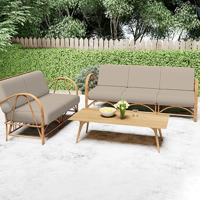 Smiry Printed Couch Cushion Covers, Stretch Soft Couch Covers for Sofa, Washable Non-Slip Sofa Slipcover Furniture Protector for Indoor and Outdoor (2 Pack, Taupe)