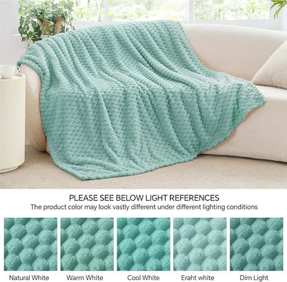 BEDELITE Jacquard Blanket - 3D Fleece Decorative Haze Blue Throw Blanket, Super Soft and Cozy Warm Fuzzy Blanket All Seasons Suitable, 50x60Inches