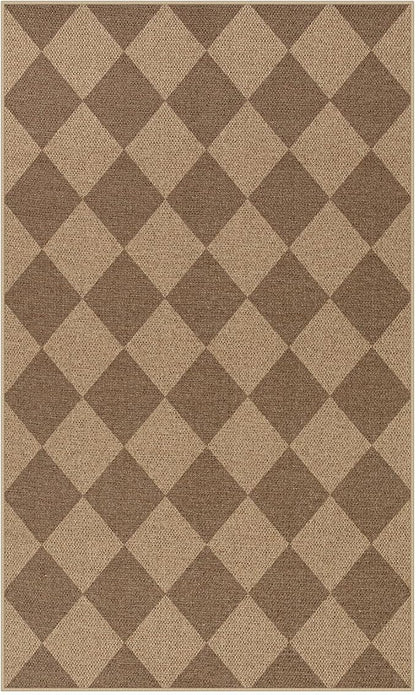 Lahome Checkered Easy Jute Indoor Outdoor Rug, 3x5 Washable Nature Rug for Entryway Living Room Indoor, Farmhouse Non Slip Checkerboard Carpet for Entry Guestroom Deck