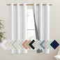 NICETOWN 100% Absolutely Blackout Linen Curtains with Thermal Insulated Liner, Greyish White, 42" Wide, 63" Length Energy Saving Curtains for Classroom 2 Panels Set, Vertical Blinds