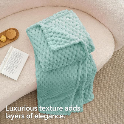 BEDELITE Jacquard Blanket - 3D Fleece Decorative Haze Blue Throw Blanket, Super Soft and Cozy Warm Fuzzy Blanket All Seasons Suitable, 50x60Inches