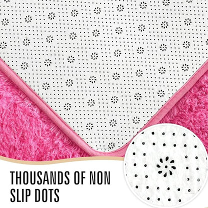 LOCHAS Ultra Soft Indoor Modern Area Rugs Fluffy Living Room Carpets for Children Bedroom Home Decor Nursery Rug 3x5 Feet, Hot Pink