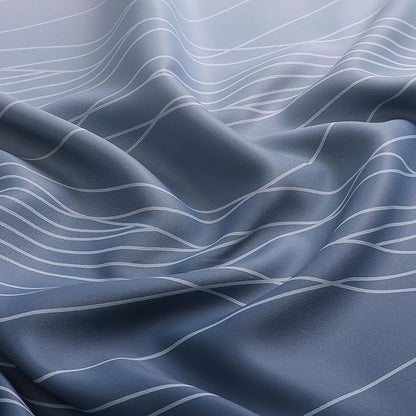 Estelar Textiler Navy Blue and Greyish White Ombre Short Blackout Cafe Curtains 36 Inch Length, Thermal Insulated Grommet Small Half Window Drapes for Kitchen/Basement/RV Camper, 52Wx36L, 2 Panels