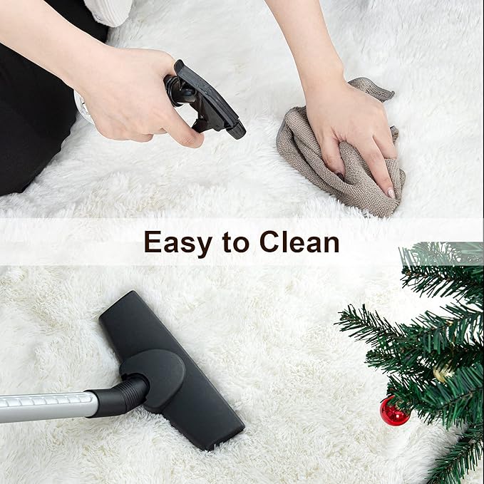 TWINNIS Super Soft Shaggy Rugs Fluffy Carpets 10x14 Feet, Indoor Modern Plush Area Rugs for Living Room Bedroom Kids Room Nursery Home Decor, Upgrade Anti-Skid Fuzzy Rug, Cream White