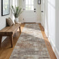 3x10 Washable Kitchen Runner Rug: Modern Abstract Runners for Hallway Soft Non Slip Rugs with Rubber Backing Low Pile Thin Floor Carpet for Entryway Bedroom Bathroom Bedside Indoor(Brown/Brick,3x10)