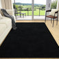 AROGAN Modern Shag Area Rug for Bedroom, 4x6 Feet Washable for Living Room, Indoor Floor Carpet, Plush Memory Foam Bedside for Kids Girls Teens Room, Low Pile Decor, Black