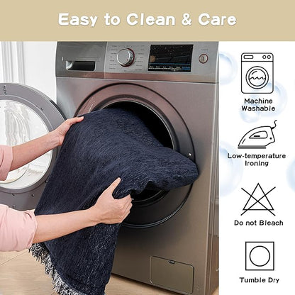 MYSKY HOME Couch Cover for Dogs Washable Couch Covers for 3 Cushion Couch Sofa Super Soft Sofa Slipcover Non Slip Sofa Cover, Chenille Sofa Covers for Dogs, Furniture Protector, 91"x134", Navy Blue