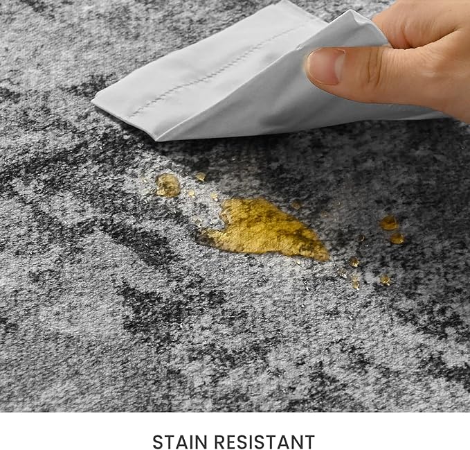 Entrance Rugs Indoor 3x5 Black Entry Rug Washable Abstract Black Small Area Rug Non-Slip Low Pile Throw Rugs for Entryway, Kitchen Floor, Front Door Indoor Door Mat, Bathroom, Bedroom Bedside
