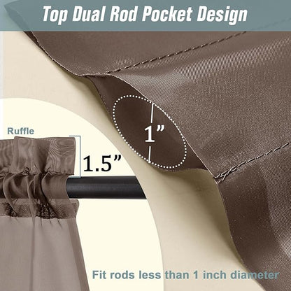 Chocolate Sheer Curtains 63 Inch Length 2 Panels, Voile Sheer Curtain for Living Room, Breathable Light Filtering Modern Window Treatments, Soft Fabric Dual Rod Pocket Drapes, 2x42Wx63L Inches