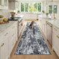Washable Area Rugs 3x9 Non-Slip Modern Abstract Soft for Living Room Entryway Bedroom Nursery, Print Pattern, Black Navy Blue Gray