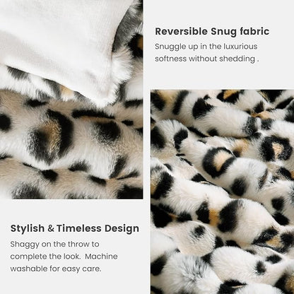 Cozy Bliss Leopard Print Faux Fur Throw Blanket for Couch, Fuzzy Soft Plush Thick Bubble Cheetah Blanket for Sofa Bedroom Living Room, 50x60 Inches