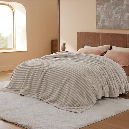 Bedsure GentleSoft California King Size Blanket for Bed - Cozy Soft Blankets for Women, Cute Large Throws for Girls, Beige, 102x96 Inches