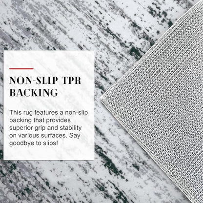 Lansny Modern Abstract Small Area Rug Indoor 3x5 Washable Rug Non-Slip Soft Entryway Rug Black Gray White Kitchen Mats Thin Print Faux Wool Floor Carpet Throw Rugs for Entrance Bedroom Home Decor