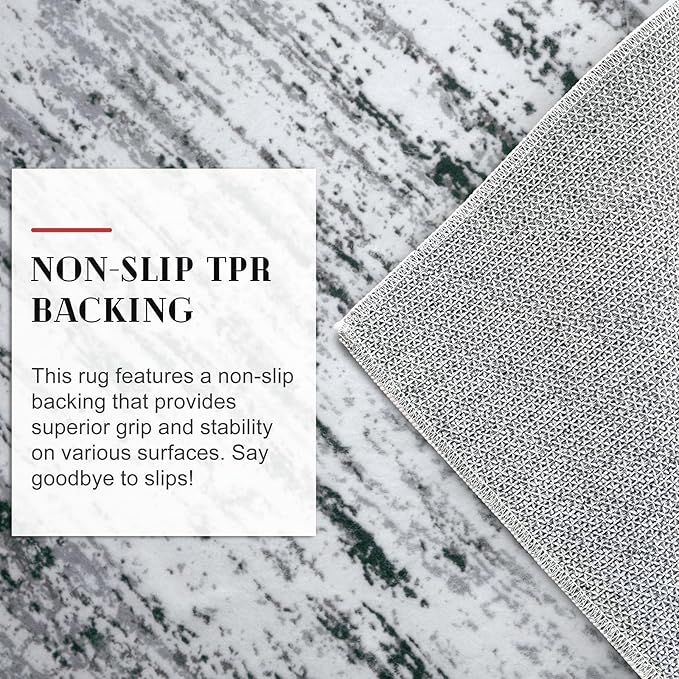 Lansny Modern Abstract Runner Rug 2x12, Black Grey White Washable Long Kitchen Runner Non-Slip Soft Hallway Rug Runner Thin Print Faux Wool Carpet for Entryway Bedroom Laundry Room Indoor Home Decor