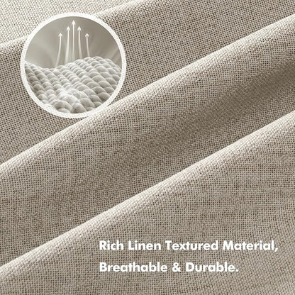 MIULEE 100% Blackout Linen Curtains for Bedroom, Stone Solid Luxury Decor Thermal Insulation Room Darkening Drapes for Living Room Nursery Back Tab Rod Pocket 42 x 90 Inches, 2 Panels
