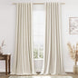 Guken 100% Blackout Linen Curtains 132 Inch Length 2 Panels Set for Living Room Bedroom Back Tab Thermal Insulated Black Out Drapes Room Darkening Farmhouse Style for Bedroom Window Curtains 52x132