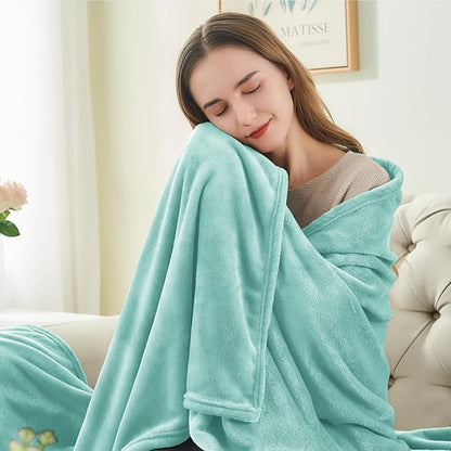BEDELITE Fleece Blanket Twin Size Haze Blue Throw Blankets for Couch & Bed, Luxury Plush Cozy Fuzzy Blanket 60x80 inches, Super Soft Warm Lightweight Throw Blanket for Travel Camping