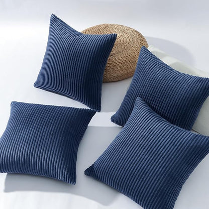 Topfinel Decorative Throw Pillow Covers Cushion Cases, Set of 4 Soft Velvet Modern Double-Sided Designs, Mix and Match for Home Decor, Pillow Inserts Not Included (18x18 inch, Dusty Blue)