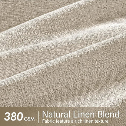 MIULEE Pinch Pleated Thick Linen Curtains 108 Inches Long 2 Panels for Living Room Bedroom, Linen Textured Drapes Pinch Pleat Back Tab Semi Sheer Privacy Neutral Ivory Cream Foor to Ceiling Curtains