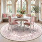 Area Rugs 7ft Washable Non-Slip, Floral Vintage Distress Print Pattern Medallion Carpet for Living Room Bedroom Dining Room, Pink Greypink Cute