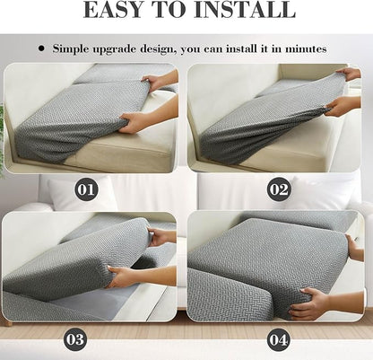 Sofa Covers Couch Covers for Sofa Pet Friendly Couch Cushion Covers Universal Sofa Covers Washable Stretch Slipcovers for Sectional Sofa (Texture Gray,Chaise Cover)