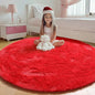 ONASAR Red Round Area Rug 4ft, Soft Bedroom Circle Rugs Floor Mat for Kids Girls Teen Room, Kawaii Fluffy Plush Shaggy Carpet for Nursery Living Room Playroom Christmas Home Decor Princess Castle