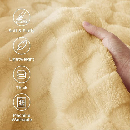 Bedsure GentleSoft Twin Blanket for Bed - Super Soft Cozy Blankets for Kids Girls, Cute Fuzzy Fleece Throws for Bedroom Couch, Light Yellow, 60x80 Inches