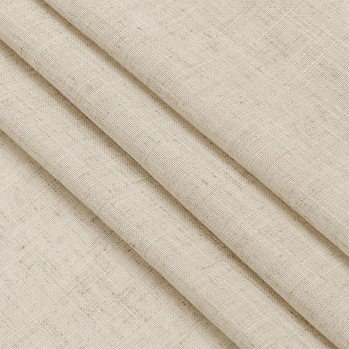 Nanspring Beige Cafe Curtains 45 Inch Length Set 2 Panel Back Tab Pocket Semi Sheer Short Linen Beige Curtain Tiers for Small Bathroom Window Basement 38x45