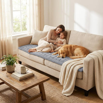 Smiry Couch Cover for Dogs Washable, Non Slip Fuzzy Pet Couch Covers for 3 Cushion Sofa Pet Friendly, Thick Soft Sofa Slipcovers Cushion Protector (Grey, 27.6" x 70.9")