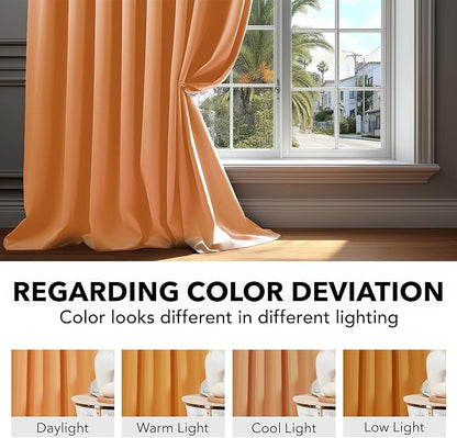 Deconovo Rod Pocket and Back Tab Blackout Curtains for Bedroomn - 42x54 Inch, Orange Flame, 2 Panels, Thermal Insulated Room Darkening Curtains