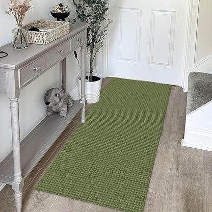KOZYFLY Runners for Hallways 2x5 ft Washable Kitchen Runner Non Slip Rubber Backed Hall Runners Cotton Entryway Runner Rugs Floor Carpet for Indoor Backdoor Bedroom Kitchen, Bright Green/Earthy Green