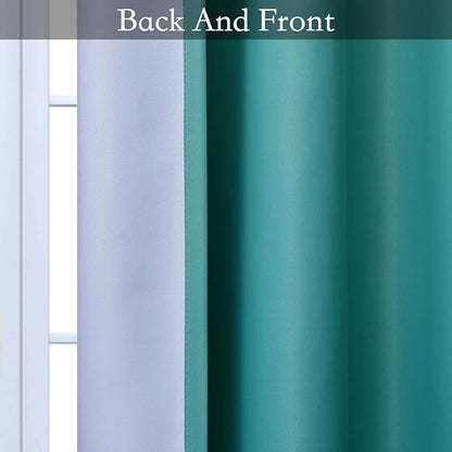 SimpleHome Ombre Room Darkening Curtains for Bedroom, Gradient Grey White to Teal Light Blocking Thermal Insulated Grommet Window Curtains/Drapes for Living Room,2 Panels, 52x72 inches Length