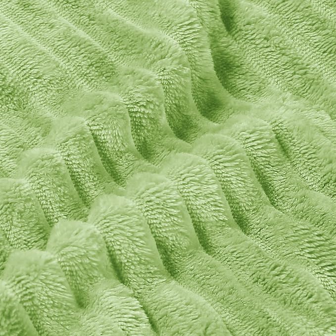 BEDELITE Fleece Blanket Queen Size – 3D Ribbed Jacquard Soft and Warm Decorative Fuzzy Blankets – Cozy, Fluffy, Plush Lightweight Throw Blankets for Couch, Bed, Sofa(Sage Green, 90x90 inches)
