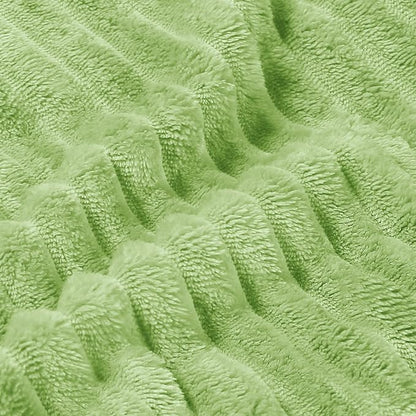 BEDELITE Sage Green Throw Blanket for Couch, 3D Ribbed Jacquard Soft & Cozy Fleece Blanket, Fluffy, Plush Lightweight Spring Throw Blankets for Picnic, Travel, 50x60 Inches