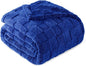 Exclusivo Mezcla King Size Flannel Fleece Blanket, Super Soft and Warm Lightweight Checkered Pattern Blankets for All Seasons, 90x104 Inches, Cobalt Blue