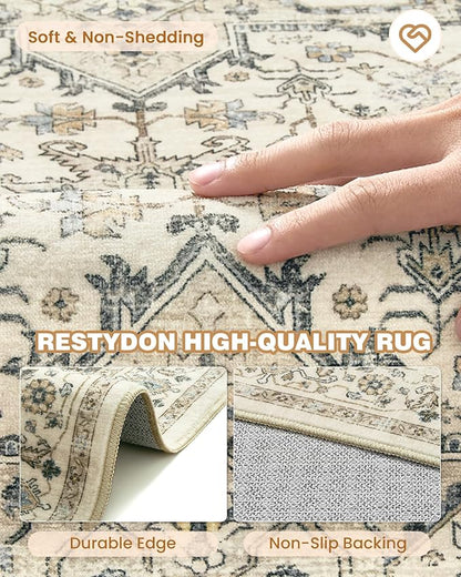 Kitchen Runner Rug Non Slip Washable 2.5x8, Soft Low Pile Entryway Rug Runners for Hallways,Carpet Runner for Living Room,Kitchen, Laundry, Bathroom(Brown/Beige,2.5'x8')