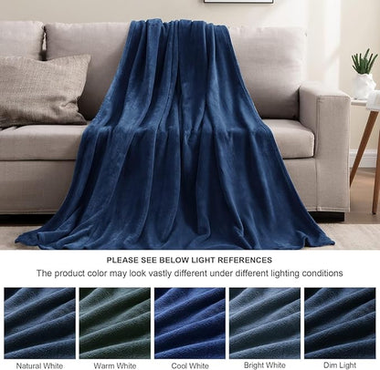 BEDELITE Fleece Blanket Full Size Navy for Couch & Bed, Luxury Plush Cozy Fuzzy Blanket 84" x 90", Super Soft Warm Lightweight Throw Blanket for Travel Camping