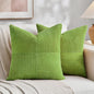 Fancy Homi Set of 2 Lime Green Samll Decorative Throw Pillow Covers 14x14 Inch with for Couch Bed Sofa, Modern Farmhouse Boho Home Decor, Soft Cross Patchwork Corduroy Square Cushion Case 35x35 cm