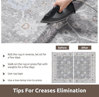 AMOAMI-8x10 Area Rugs-Boho Rugs for Living Room Machine Washable-3D Rugs for Bedroom-Non Slip Floor Rug-Moroccan Indoor Carpet for Bedroom Dining Room