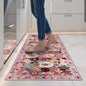 2x5 Entryway Runner Rugs, Non Slip Washable Rugs with Rubber Backing Soft Floral Carpet Runner for Kitchen, Laundry, Bedroom, Bathroom(2 x 5, Pink Garden)