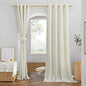 NICETOWN Thick Linen Curtains Extra Long 120 inch Length, Rustic Grommet Privacy Added Vertical Flax Semi Sheer Panels for Farmhouse/Living Room, Off White, W55 x L120, 2 Panels