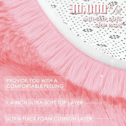 OLANLY 5x7 Machine Washable Large Area Rugs for Living Room, Bedroom, Soft Fluffy Shaggy Bedside Rug, Indoor Floor Carpet for Kids Girls and Boys, Dorms, Nursery, Home Decor Aesthetic, Pink