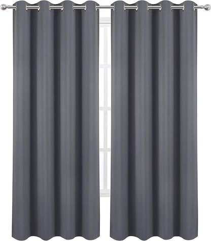LEMOMO Grey Thermal Blackout Curtains/52 x 95 Inch/Set of 2 Panels Room Darkening Curtains for Bedroom