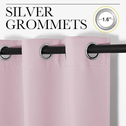 NICETOWN Baby Pink Blackout Curtains 96 inches Length for Living Room, 2 Panels, 55" Wide, Thermal Insulated Long Drapes for Large Window