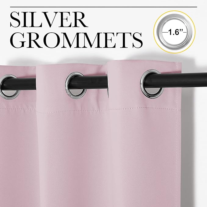 NICETOWN Baby Pink Blackout Curtains 78 inches Length for Bedroom, 2 Panels, 42" Wide, Thermal Insulated Decoration Drapes for Office Window