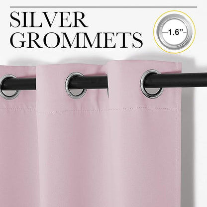 NICETOWN Baby Pink Blackout Curtains 78 inches Length for Bedroom, 2 Panels, 42" Wide, Thermal Insulated Decoration Drapes for Office Window